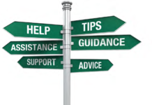 Guidance, support, advice, help, tips, assistane signs
