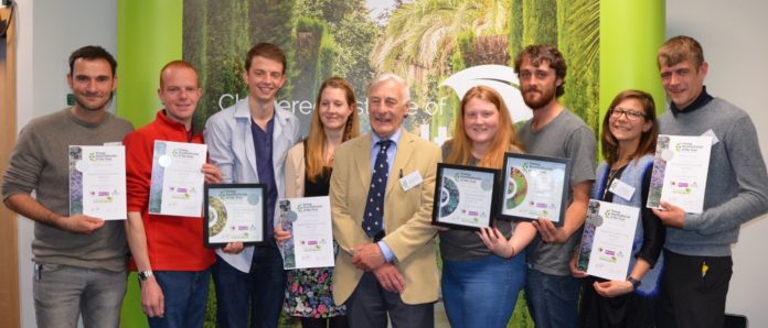 The 2017 Young Horticulturist of the Year. Contestants with QM Brian