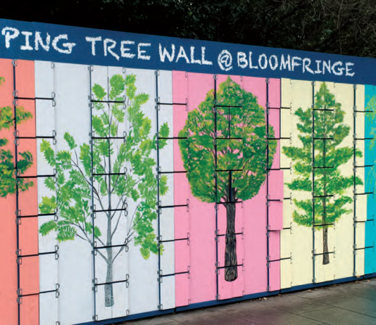 Flipping tree wall @ Bloom Fringe