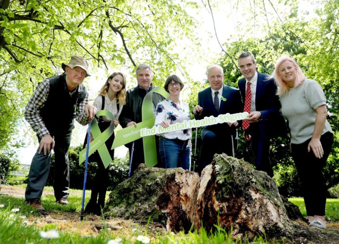 Pictured Left to Right: Charlie Burke (Coillte – Recreation), Shauna O’ Connor (See Change), Gerard Murphy (Coillte M.D.), Caroline Farrell (IFA), Minister Jim Daly, (Minister Of State at the Department Of Health, Joe Healy (IFA President) and Jill O’ Herlihy (Mental Health Ireland)