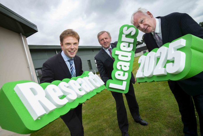 Pictured at the launch of Research Leaders 2025 are (L to R): Raymond Kelly, Head of Reseach Support, Teagasc; Mr Michael Creed TD, Minister for Agriculture, Forestry and the Marine; Declan Troy, Assistant Director of Research, Teagasc