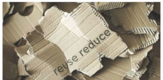 Cut paper with caption: reuse, reduce