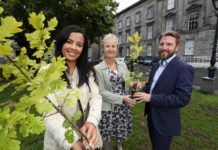 Liz Bonnin, Biochemist and BBC TV presenter (left) with Aileen O’Sullivan, Coillte Ecologist and Ciaran Fallon, Head of External Affairs at Coillte (right), pictured at the Biodiversity at Coillte event 2018, in the Science Gallery, Trinity College Dublin. Pic. Robbie Reynolds