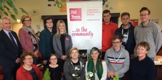 Laura Henderson of Out There Sevices with Foundation Degree Horticulture students at the launch of the new Out There services bursary. Looking on is Paul Mooney Head of Horticulture branch at CAFRE