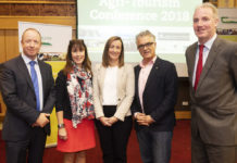 Pictured from L to R were: Alan Farrell, Galway County Council; Mary Ryan Teagasc; Sinead Hennessy Fáilte Ireland; Hans Embacher, Holiday on the Farm Austria and Barry Caslin Teagasc, at the Teagasc / Galway County Council Agri-Tourism Conference 2018 in association with Fáilte Ireland in the Shearwater Hotel Ballinasloe Co. Galway.