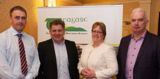 Declan Byrne, SUAS EIP; Patrick McGurn, Aran Life; Catherine Keena, Countryside Management, Teagasc and Fergal Monaghan, The Hen Harrier Project pictured at the National Agri-Environment Conference 2018 at the Lady Gregory Hotel, Gort, Co. Galway. Photos courtesy of Teagasc, Photo:Andrew Downes, xposure