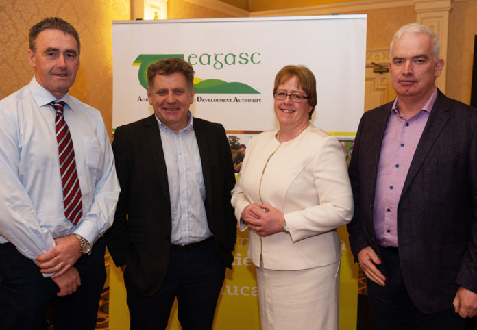 Declan Byrne, SUAS EIP; Patrick McGurn, Aran Life; Catherine Keena, Countryside Management, Teagasc and Fergal Monaghan, The Hen Harrier Project pictured at the National Agri-Environment Conference 2018 at the Lady Gregory Hotel, Gort, Co. Galway. Photos courtesy of Teagasc, Photo:Andrew Downes, xposure