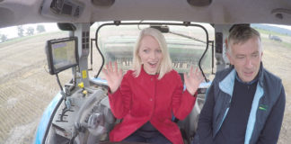 Dermot Forristal, Teagasc Crops Research Centre, Oak Park, Carlow, with presenter Kathriona Devereaux experiencing the future of farming inside a satellite-controlled smart tractor on ‘10 Things to Know About ... Space’ tonight on RTÉ 1 at 8.30pm.