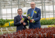 Beotanics is growing international reputation for innovation in niche food crop production across the world, is investing Û1 million in a new Research & Development Centre which includes a plant science laboratory, plant quarantine and R&D greenhouse at its headquarters in Stoneyford, Co Kilkenny. Pictured at the investment announcement were CEO and founder, Pat FitzGerald and European Commissioner for Agriculture and Rural Development, Phil Hogan. For more, visit www.beotanics.com Picture Dylan Vaughan.