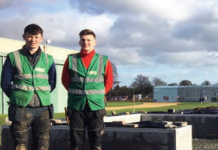 Zack Meehan and Bartek Wojcik pictured at the student garden building project which is under construction at the Teagasc campus in Ashtown, Dublin 15.