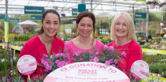 Glanbia CountryLife has launched its first ever Plant Pink campaign in all 14 of its award-winning garden centres across Leinster and Munster. It wants everyone to buy a special Pink Dianthus, to become more breast cancer aware and to support the fundraising drive. CountryLife will donate €2 to Breast Cancer Ireland for every limited edition Pink Dianthus sold. Members of the public can also support the initiative by logging on to the stores website, www.countrylife.ie Pictured at the campaign launch at Glanbia CountryLife in Castlecomer, Kilkenny, were Jess Kelly, Glanbia CountryLife; Teresa Walsh, Horticulturalist at Glanbia CountryLife in Castlecomer and Nuala Young, Young Nurseries in Co Limerick.