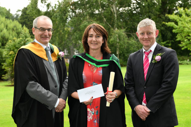 Top part-time Degree student Aideen O’Farrell (Newry), was congratulated on being awarded the DAERA Prize for being the top part-time student on the Foundation Degree in Horticulture course by Martin McKendry (CAFRE Director) and Stephen Thompson (Managing Director, Out There) at the Greenmount Campus Horticulture Awards Ceremony.