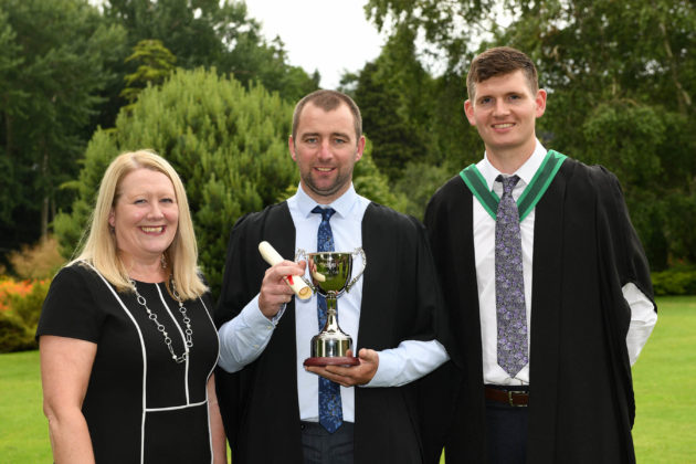 Top greenkeeping student Rodney McKay (Gracehill), was congratulated on being awarded the Golf Course Superintendents Association of Ireland Prize for being the top student on the Level 3 Subsidiary Diploma course by Wendy Cole (R&A) and Fergal Greenan (Horticulture Lecturer) at the Greenmount Campus Horticulture Awards Ceremony.