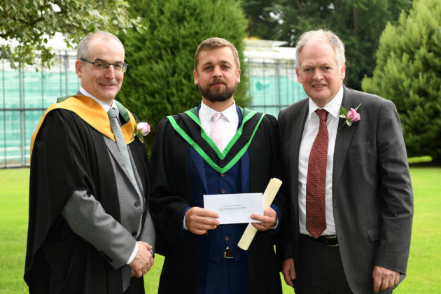 First overall on the Foundation Degree Eoin Quinn (Belfast), was congratulated on being awarded the DAERA Prize for being the top full-time student on the Foundation Degree in Horticulture course by Martin McKendry (CAFRE Director) and Robert Huey (Chief Veterinary Officer, DAERA) at the Greenmount Campus Horticulture Awards Ceremony.