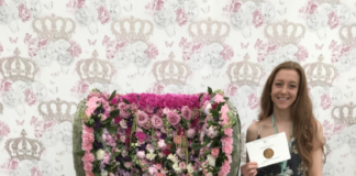 Former CAFRE student Megan Ingram who in 2018 won a bronze medal at the Chelsea Flower Show for creating a Floral Throne inspired by Queen Victoria.