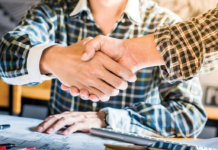 Shaking hands during meeting